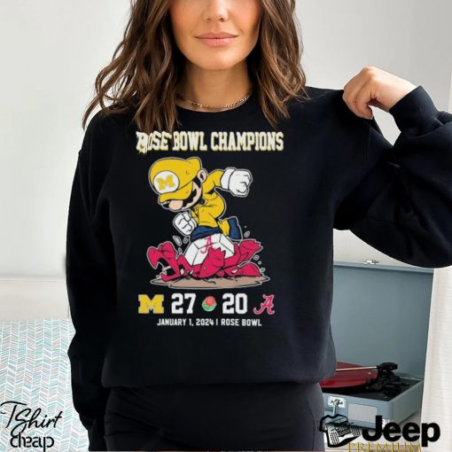 Super Mario Michigan Wolverines Stomp On Alabama Crimson Tide Rose Bowl Champions Shirt