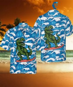 Surfing T Rex Dinosaur Hawaiian Shirt