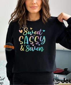 Sweet Sassy And Seven Tie Dye 7 Year Old Girl 7Th Birthday T Shirt