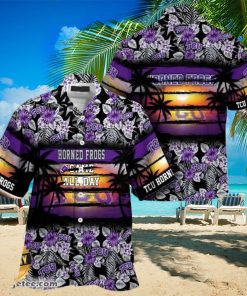 TCU Horned Frogs Summer Beach Hawaiian Shirt Hibiscus Pattern For Sports Fan