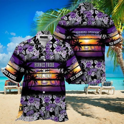 TCU Horned Frogs Summer Beach Hawaiian Shirt Hibiscus Pattern For Sports Fan