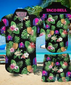 Taco Bell Black Tropical Hawaiian Shirts And Short Summer Beach Set