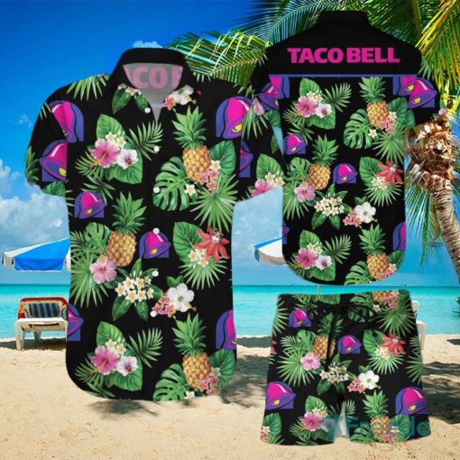 Taco Bell Black Tropical Hawaiian Shirts And Short Summer Beach Set