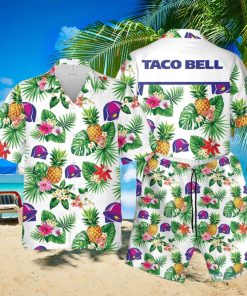 Taco Bell Tropical Flower Pineaple Aloha Hawaiian Shirts And Short Summer Beach Set