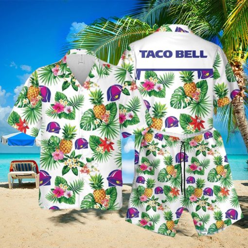 Taco Bell Tropical Flower Pineaple Aloha Hawaiian Shirts And Short Summer Beach Set