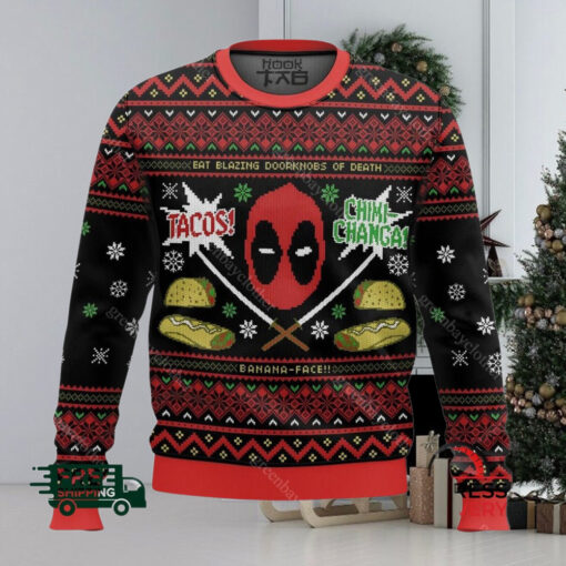 Tacos Chiki Changa Deadpool Ugly Christmas Sweater