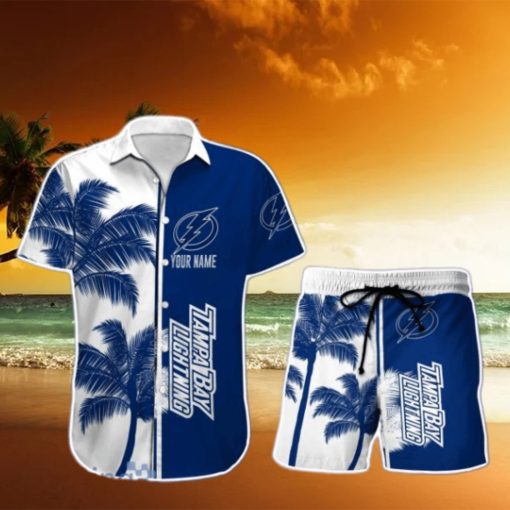 Tampa Bay Lightning Hawaiian Shirt And Short Palm Tree Custom Name