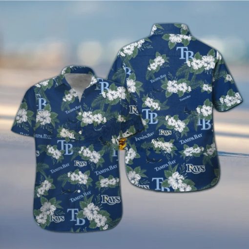 Tampa Bay Rays Short Sleeve Button Up Tropical Hawaiian Shirt