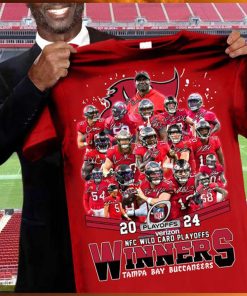 Tampa bay buccaneers 2024 nfc wild card playoffs winners team player name signature shirt