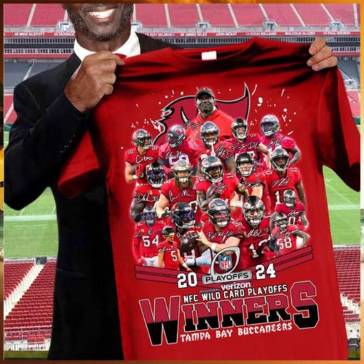 Tampa bay buccaneers 2024 nfc wild card playoffs winners team player name signature shirt