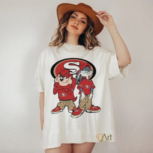 Tasmanian Devil and Bugs Bunny hip hop San Francisco 49ers football logo t shirt