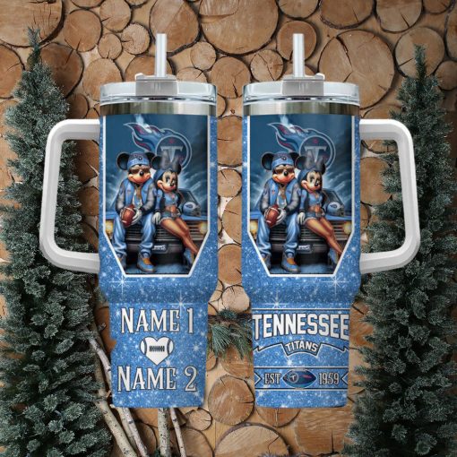 Tennessee Titans NFL Mickey And Minnie Couple 40oz Stanley Tumbler Custom Name