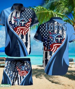 Tennessee Titans NFL Vintage US Flag Graphic Trends Hawaiian Shirt And Short For Men Women Gift Summer Beach Team Holiday