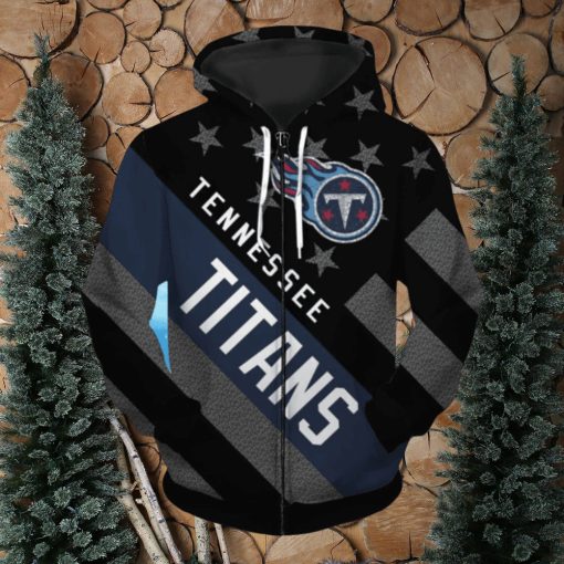 Tennessee Titans Zipper Striped Banner Dark Type Hoodies Print Full