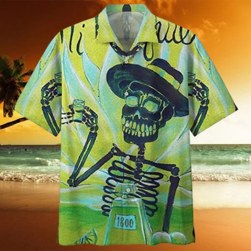 Tequila Mexicano Skeleton Art Camisa Tropical Aloha Hawaiian Shirts For Men For Women