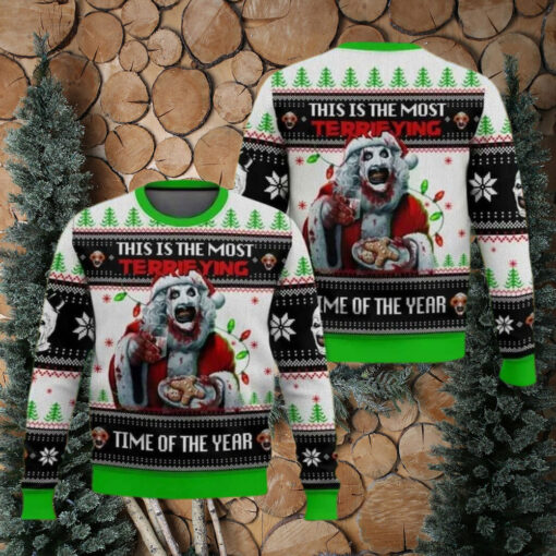 Terrifier Santa Hat Ugly Christmas Sweater, Scary Clown Xmas Sweater