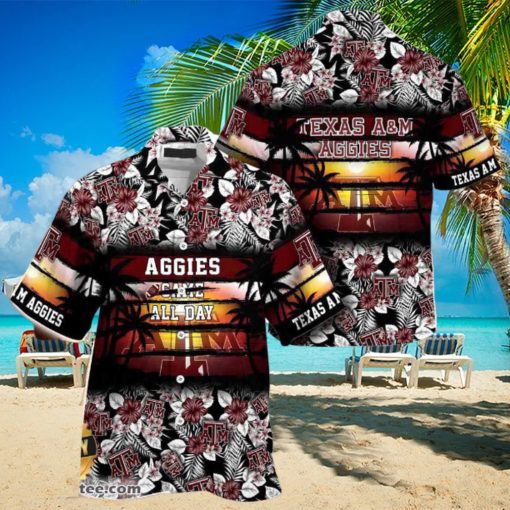 Texas A M Aggies Summer Beach Hawaiian Shirt Hibiscus Pattern For Sports Fan