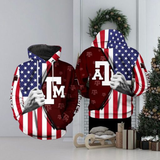 Texas A&M Aggies NCAA US Flag 3D Printed Hoodie