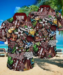 Texas Aggies Ncaa Mens Floral Button Up Hawaiian Shirt