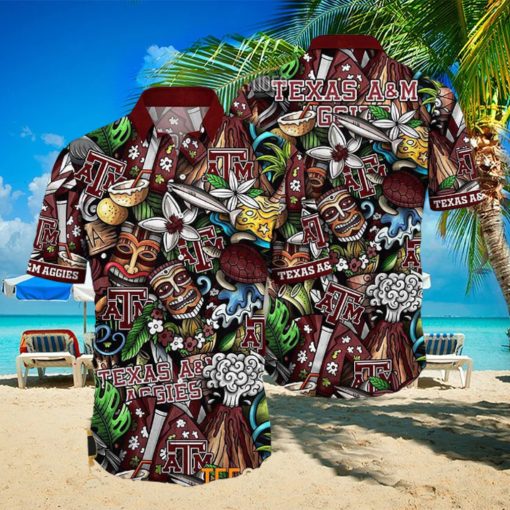 Texas Aggies Ncaa Mens Floral Button Up Hawaiian Shirt