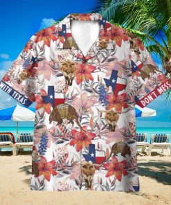 Texas Longhorn Bluebonnet And Armadillo AOP Hawaiian Shirt