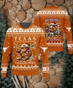 Texas Longhorns Hook Em Horns Christmas Sweater1