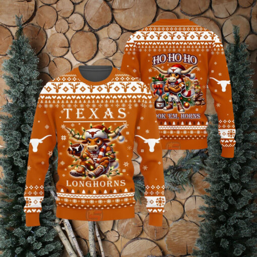 Texas Longhorns Hook Em Horns Christmas Sweater1