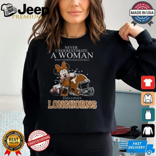 Texas Longhorns x Minnie Mouse Never Underestimate A Woman Who Understands Football And Loves Shirt