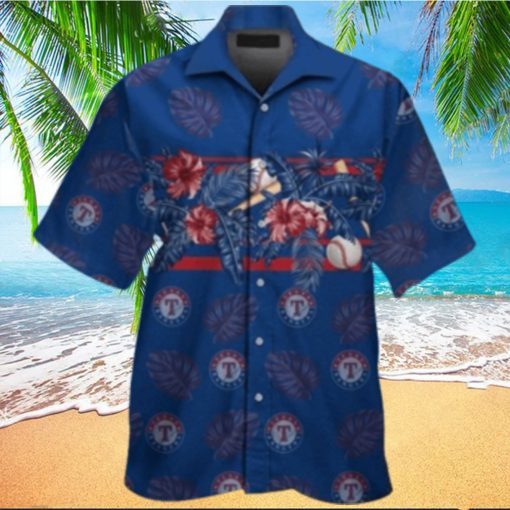 Texas Rangers Tropical Baseball And Palm Hawaiian Shirt