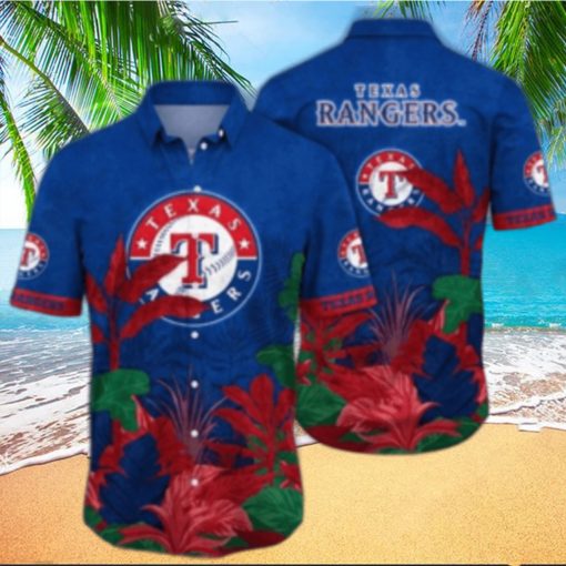 Texas Rangers Tropical Foliage Customizable Hawaiian Shirt