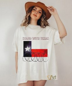 Texas Razor Wire Stand With Texas Flag Shirt