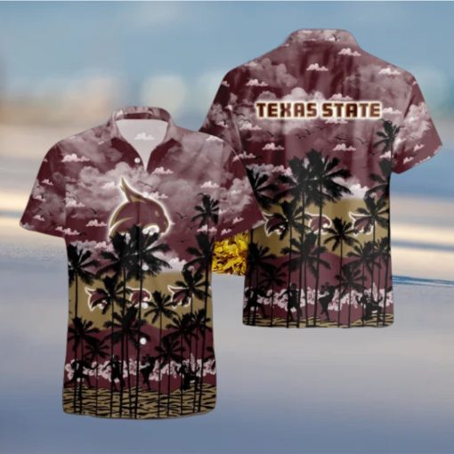 Texas State Bobcats Palms Tree Hawaiian Shirt