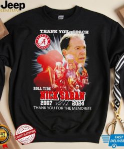 Thank you coach Nick Saban roll tide 2007 2024 thank you for the memories signature shirt
