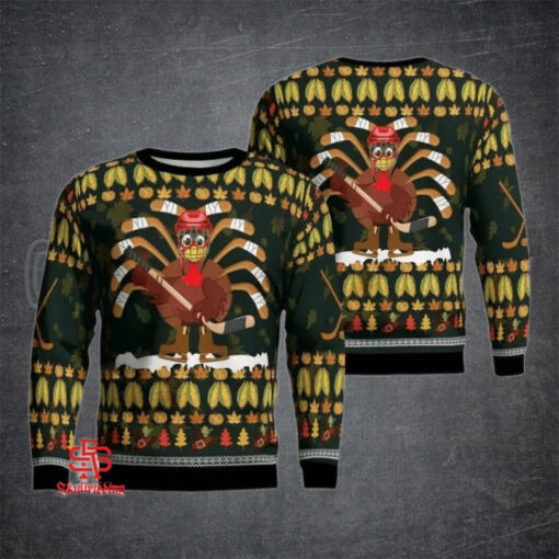 Thanksgiving Turkey Hockey Sweater Green