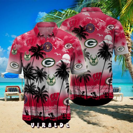 The Best Wisconsin Sports Palm Tree Hawaiian Shirt