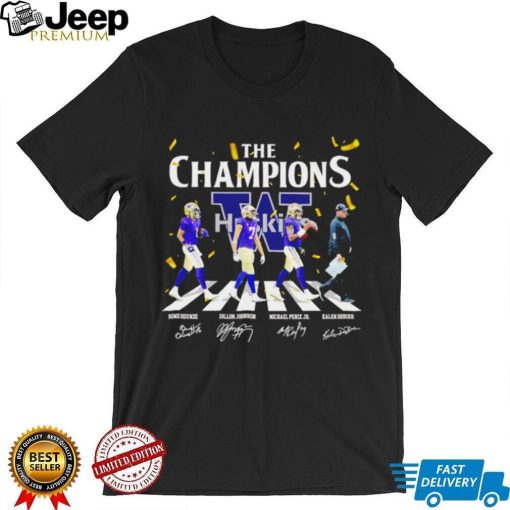 The Champions Washington Hukies player signatures logo shirt