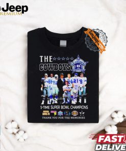 The Dallas Cowboys 65 Years Anniversary 5 Time Super Bowl Champions Signature Thank You For The Memories Shirt