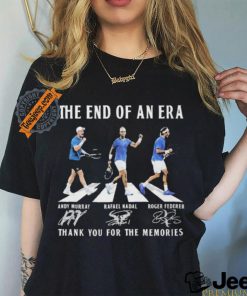 The End Of Era Abbey Road Andy Murray, Rafael Nadal, Roger Federer Thank You For The Memories T Shirt