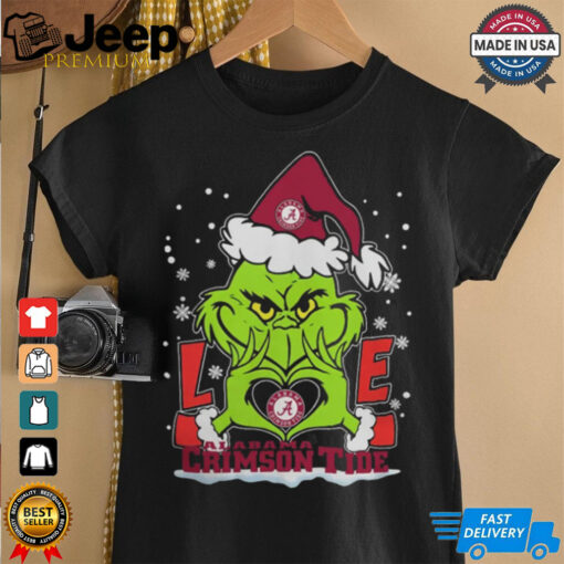 The Grinch Love Heart 2024 Alabama Crimson Tide Football Christmas Shirt