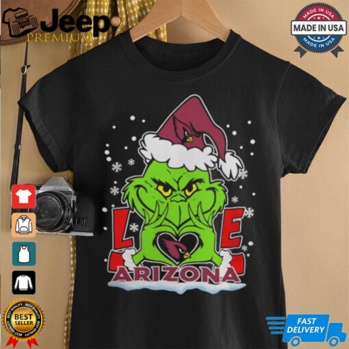 The Grinch Love Heart 2024 Arizona Cardinals Football Christmas Shirt