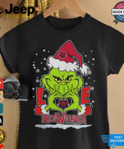 The Grinch Love Heart 2024 Arkansas State Red Wolves Football Christmas Shirt