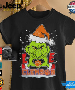 The Grinch Love Heart 2024 Clemson Tigers Football Christmas Shirt