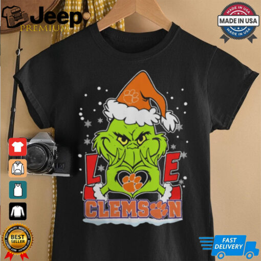 The Grinch Love Heart 2024 Clemson Tigers Football Christmas Shirt