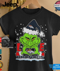 The Grinch Love Heart 2024 Denver Broncos Football Christmas Shirt