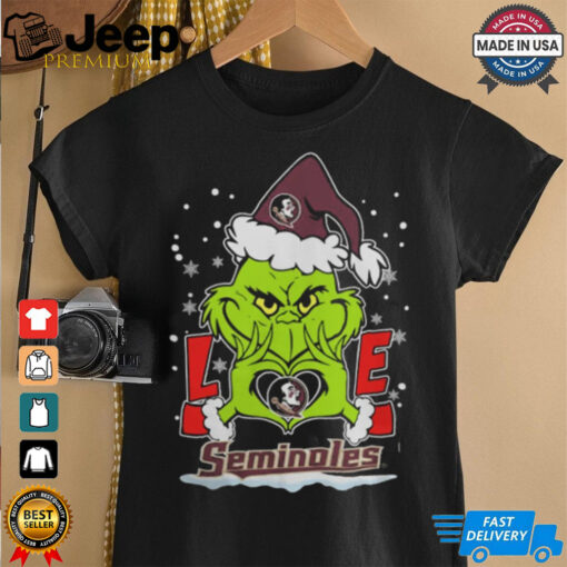 The Grinch Love Heart 2024 Florida State Seminoles Football Christmas Shirt