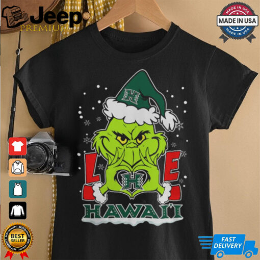 The Grinch Love Heart 2024 Hawai’i Rainbow Warriors Football Christmas Shirt