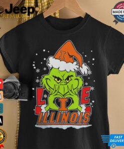 The Grinch Love Heart 2024 Illinois Fighting Illini Football Christmas Shirt