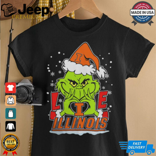 The Grinch Love Heart 2024 Illinois Fighting Illini Football Christmas Shirt