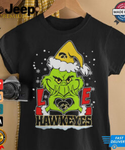 The Grinch Love Heart 2024 Iowa Hawkeyes Football Christmas Shirt