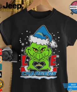 The Grinch Love Heart 2024 Los Angeles Chargers Football Christmas Shirt